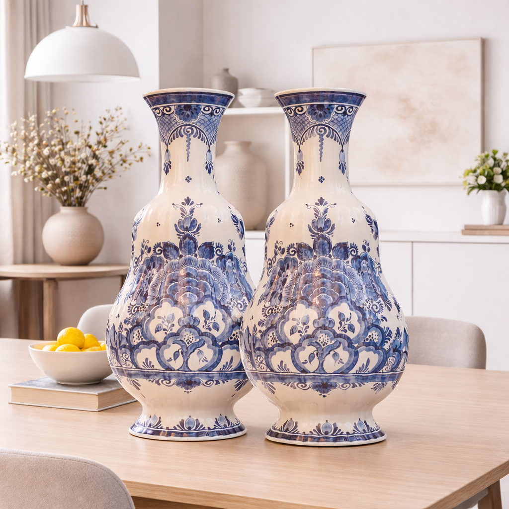 Groot paar delfts blauwe vazen 65cm
