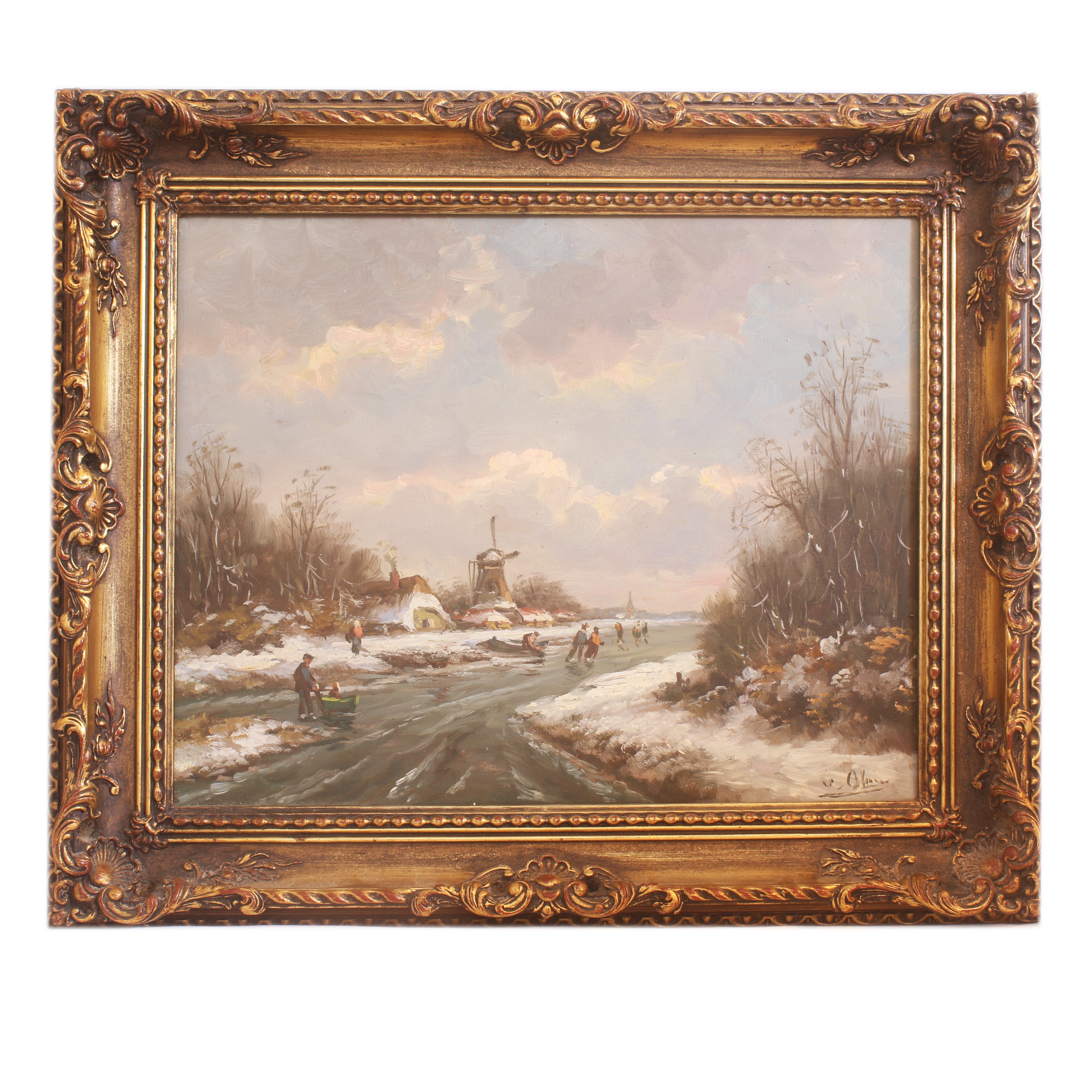 Groot schilderij winterlandschap