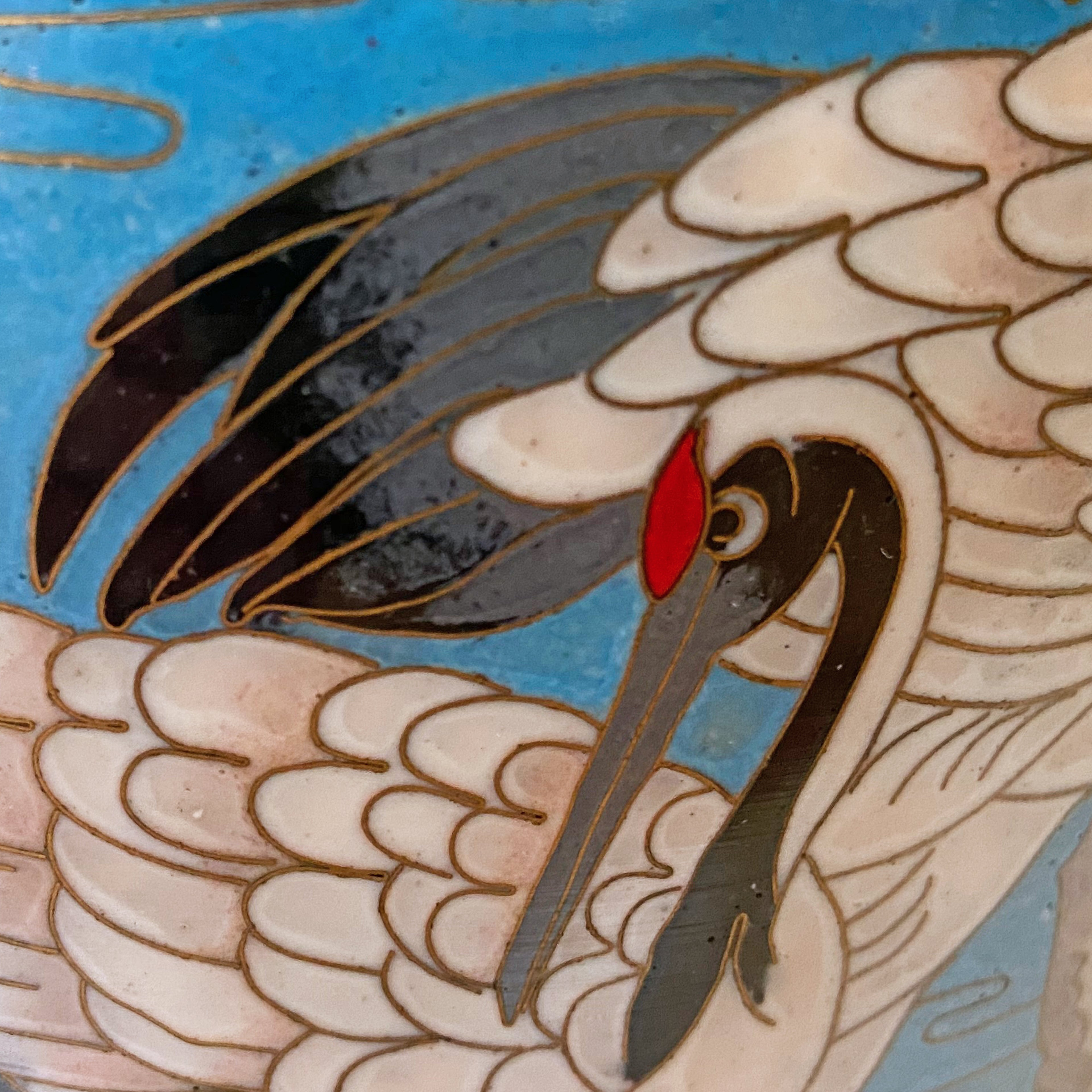 cloisonné vaas met kraanvogels