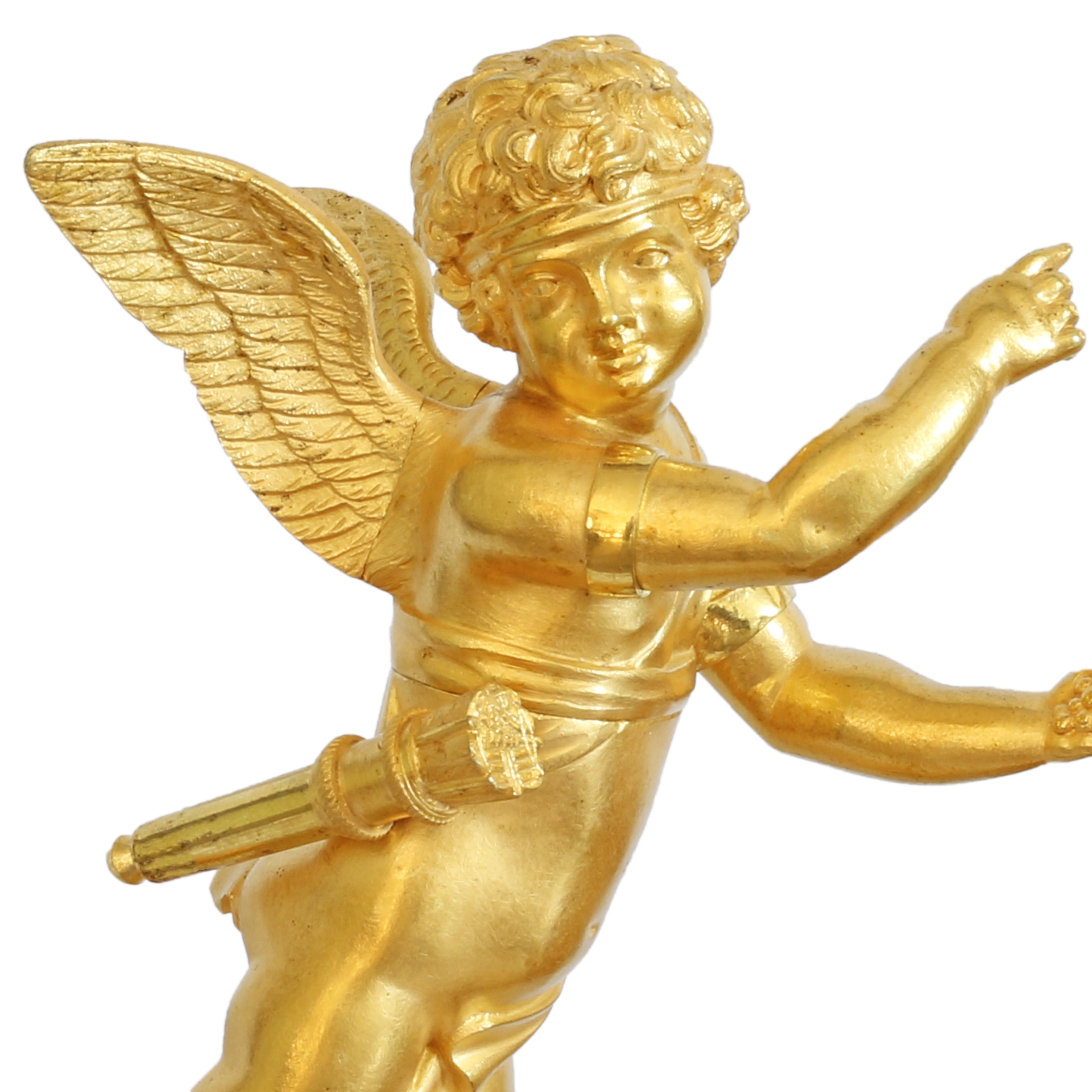 Empire vuurvergulde bronzen pendule